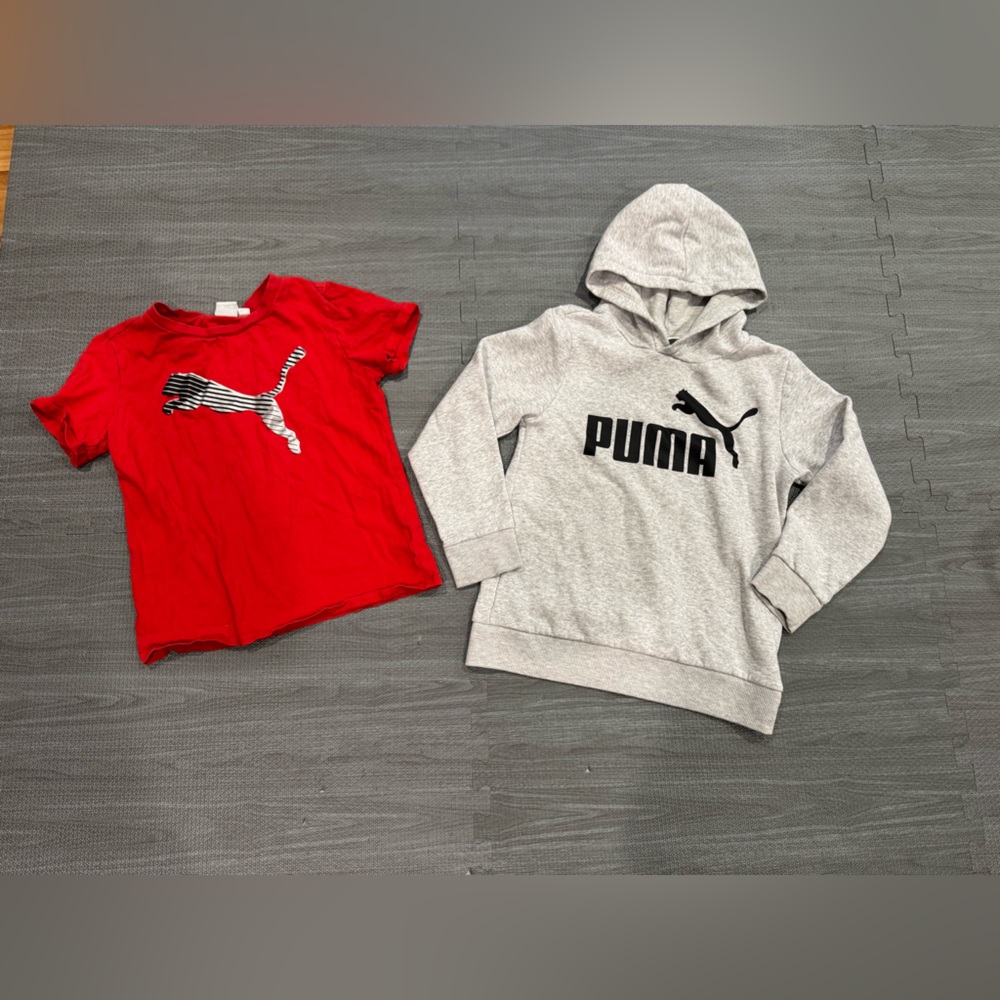 Puma Red T-Shirt and Gray Hoodie 3 piece Set - Picture 2 of 5